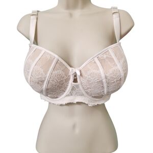 Bras N Things Elegant Lace Bethany Push Up 44D Underwire Full Coverage Cream Bra